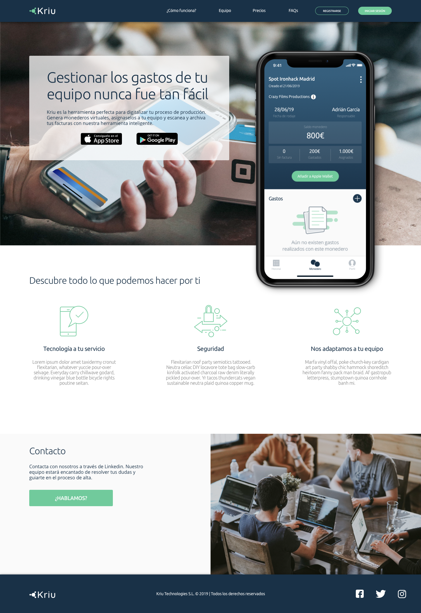 landing page Kriu